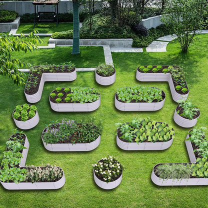 Set of 12:  72''x24''x18'', 48''x18'', 81''x81''x18'' Raised Garden Beds Layout (Grey/White)