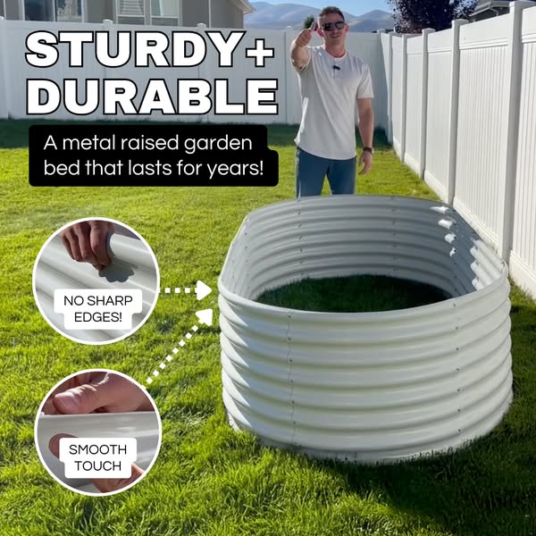 6x3x2ft Oval Metal Raised Modular Garden Bed Set (Classic White)