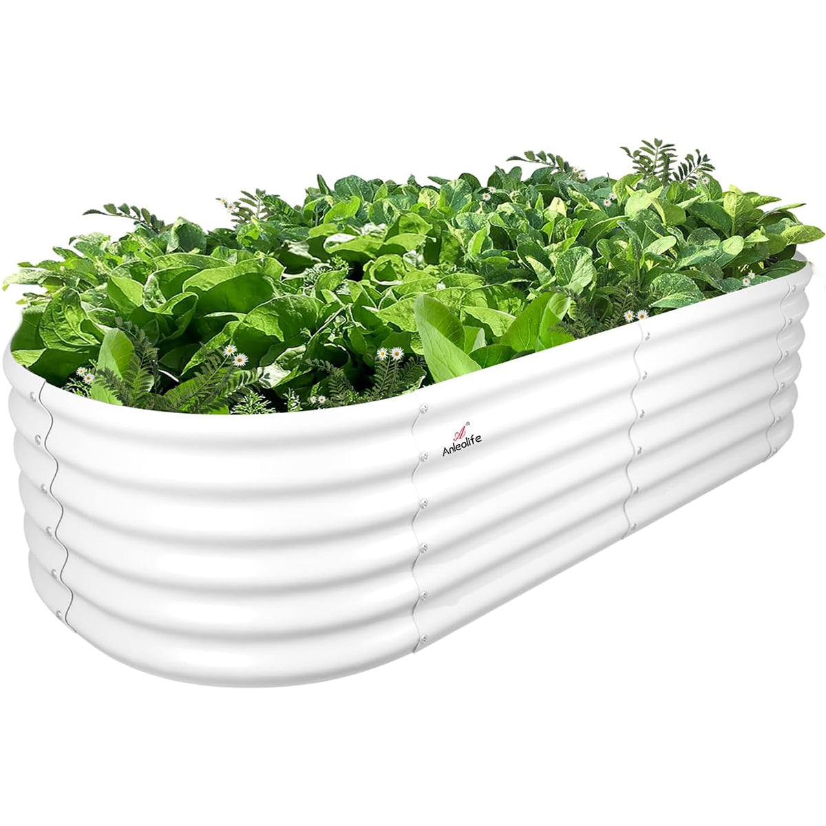 6x2x1.5ft Oval Metal Raised Modular Garden Bed (Quartz Gray/Classic White)