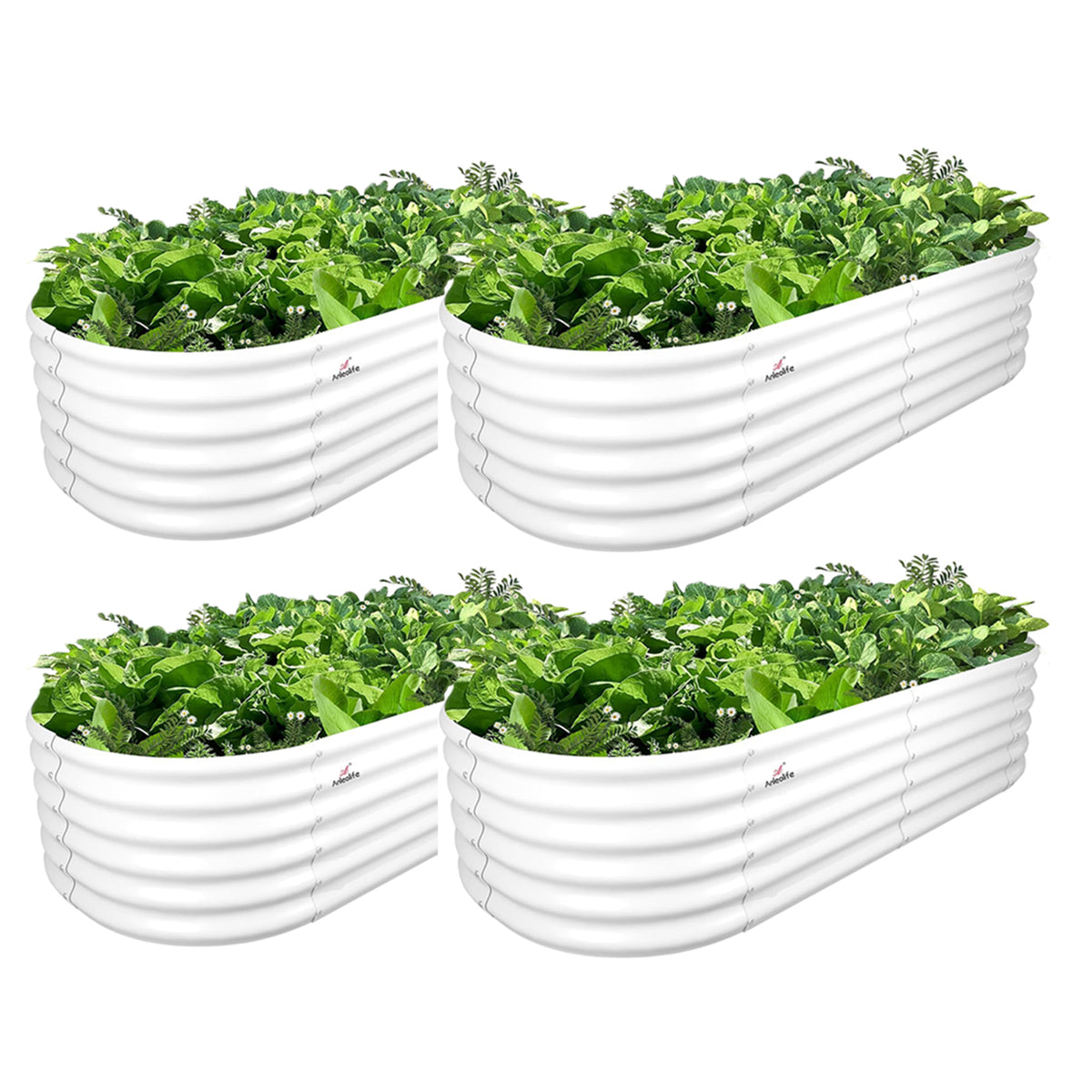 6x2x1.5ft Oval Metal Raised Modular Garden Bed (Quartz Gray/Classic White)