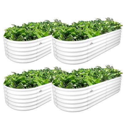 6x2x1.5ft Oval Metal Raised Modular Garden Bed (White)