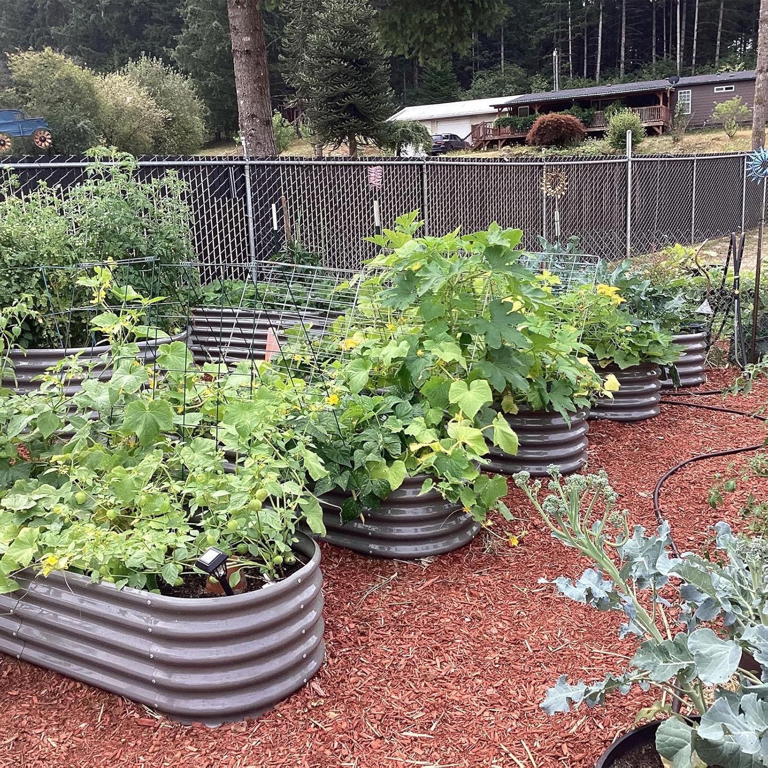 18" Tall Modular Raised Garden Bed Set, 33-Piece Grey Layout for Customizable Gardening