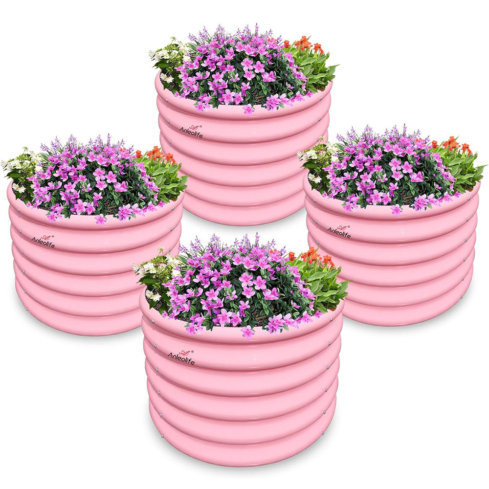 Garden Play – 24''x18'' Round Raised Garden Beds for Kids (4 packs)