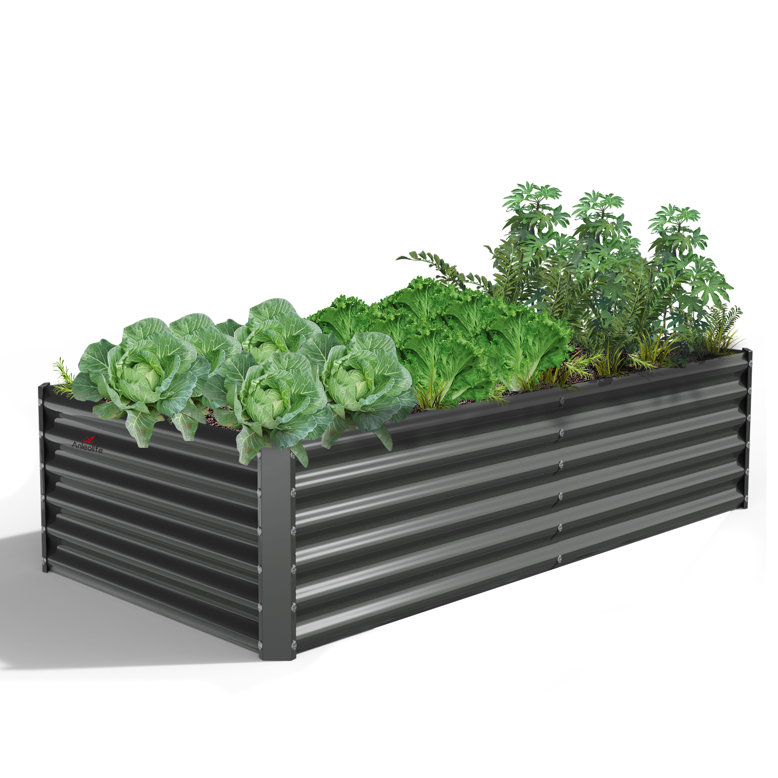 6x3x1.5ft Rectangular Modular Metal Raised Garden Bed (Quartz Gray)