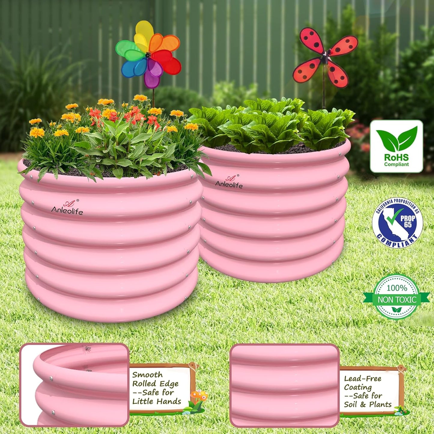 Garden Play – 18'' Tall Raised Garden Beds for Kids, 5-Piece