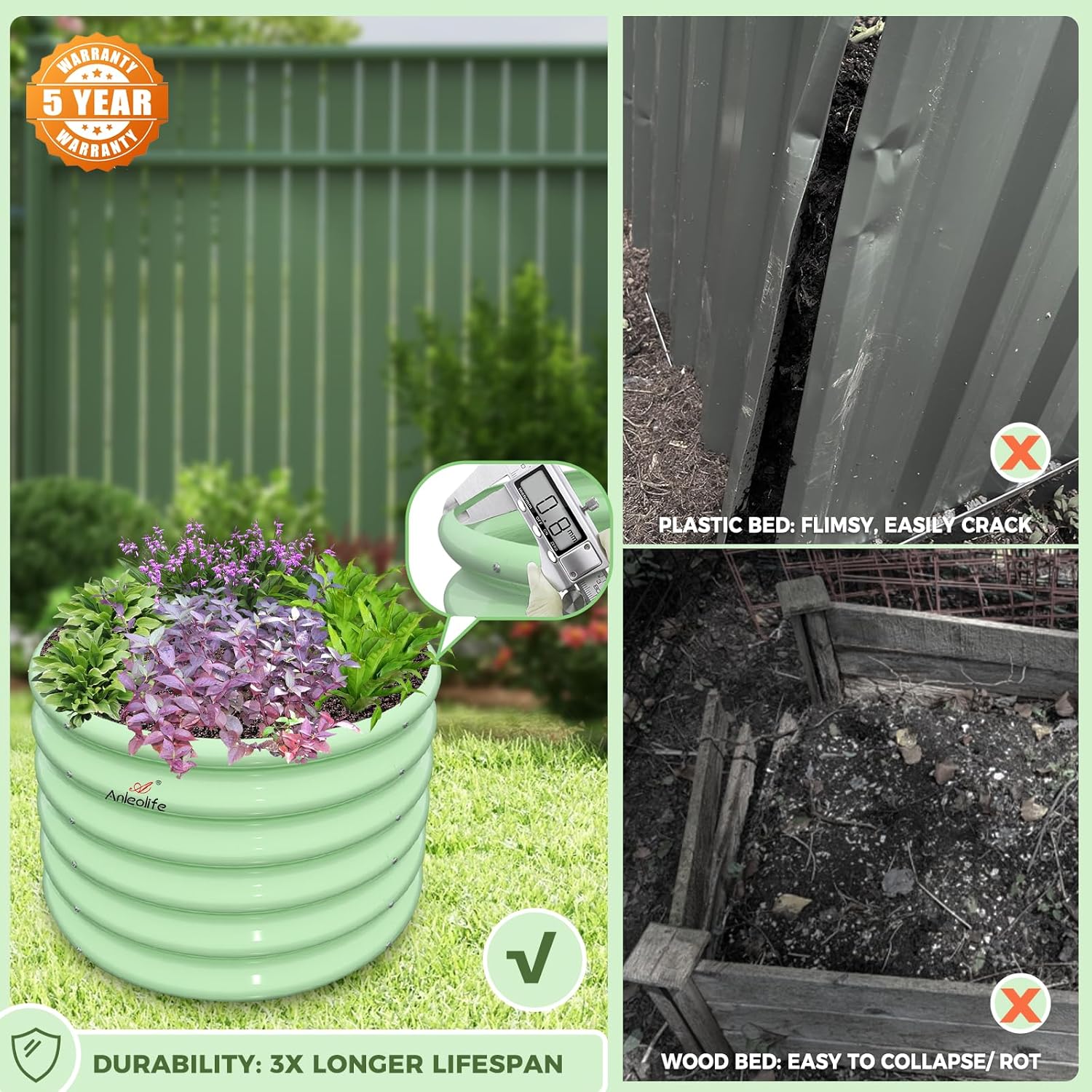 plastic galvanized planter Garden Play – 18'' Tall Raised Garden Beds for Kids, 5-Piece