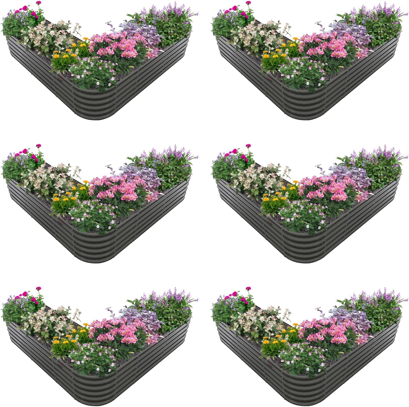 81''x81''x18'' Heart-shaped Galvanized Steel Raised Garden Bed - Quartz Gray