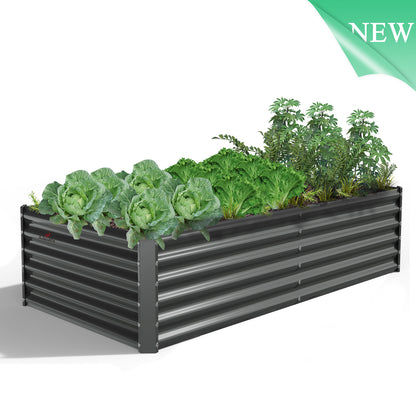 6x3x1.5ft Rectangular Modular Metal Raised Garden Bed (Grey)