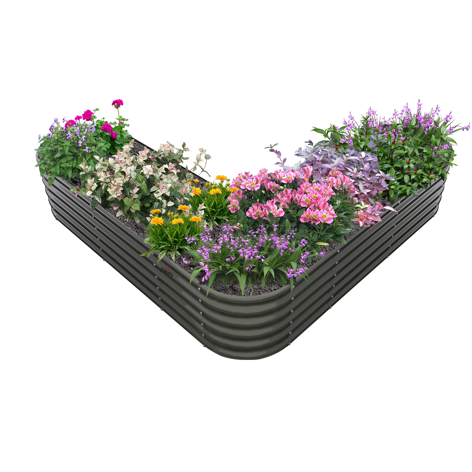 81''x81''x18'' Heart-shaped Galvanized Steel Raised Garden Bed - Quartz Gray