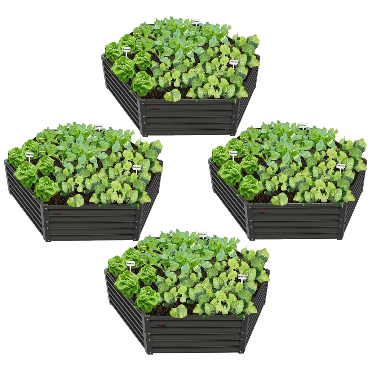 70''x60''x18'' Hexagon Galvanized Steel Raised Garden Bed - Quartz Gray