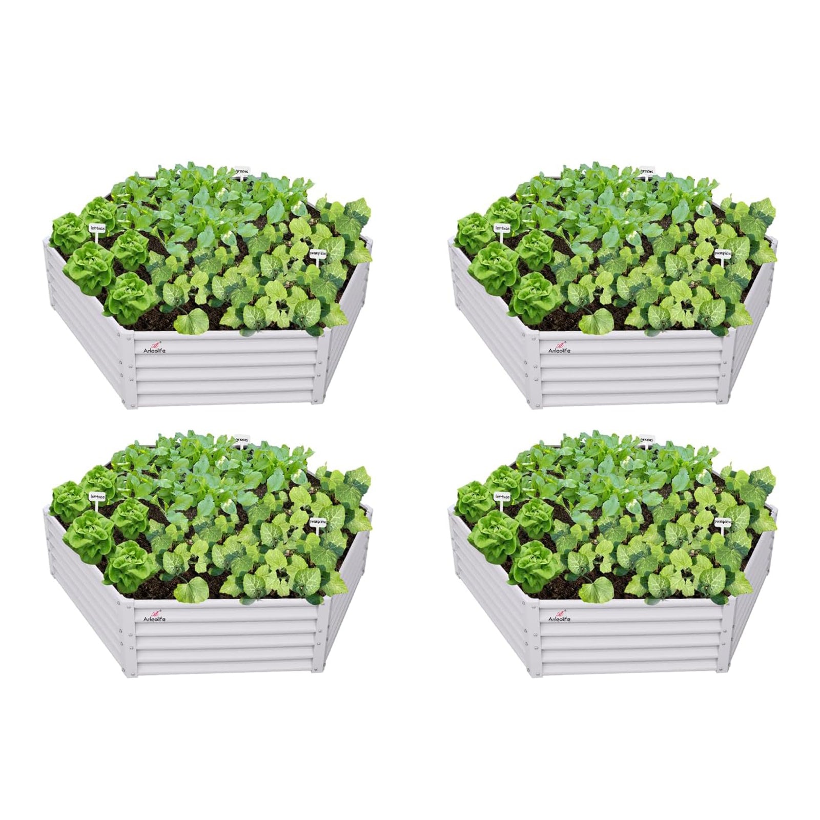 70''x60''x18'' Hexagon Galvanized Steel Raised Garden Bed - Classic White
