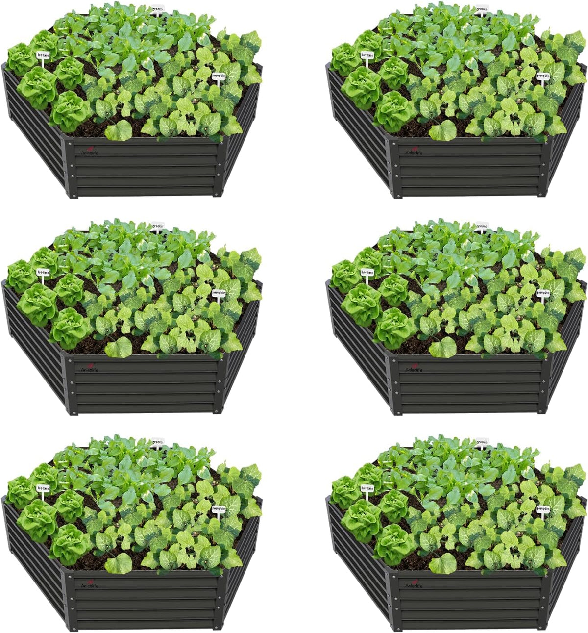 70''x60''x18'' Hexagon Galvanized Steel Raised Garden Bed - Quartz Gray