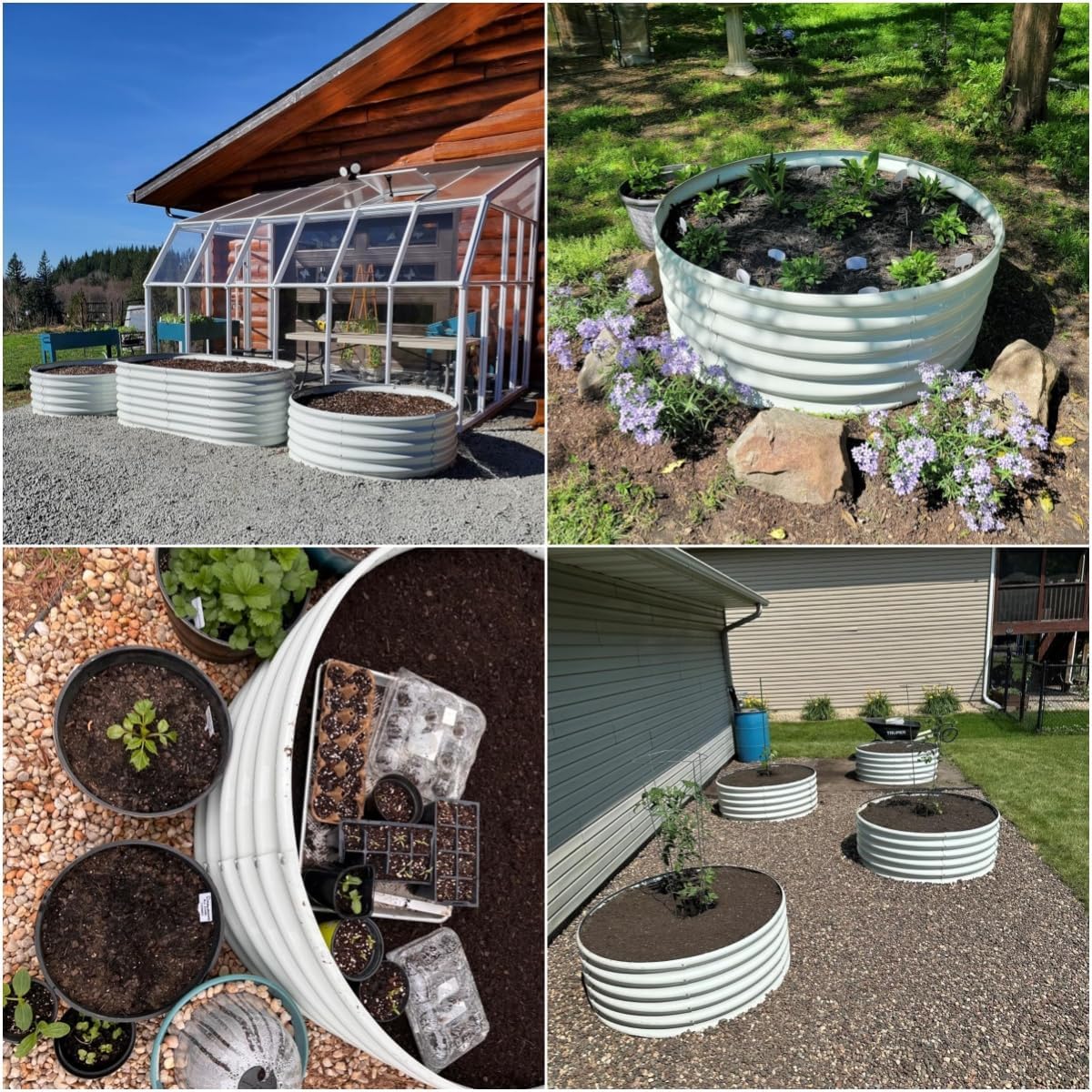 Anleolife Round Modular Metal Raised Garden Beds Set (Quartz Gray)
