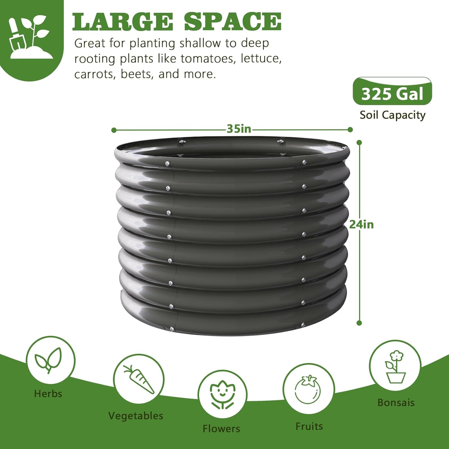 Anleolife Round Modular Metal Raised Garden Beds Set (Quartz Gray)