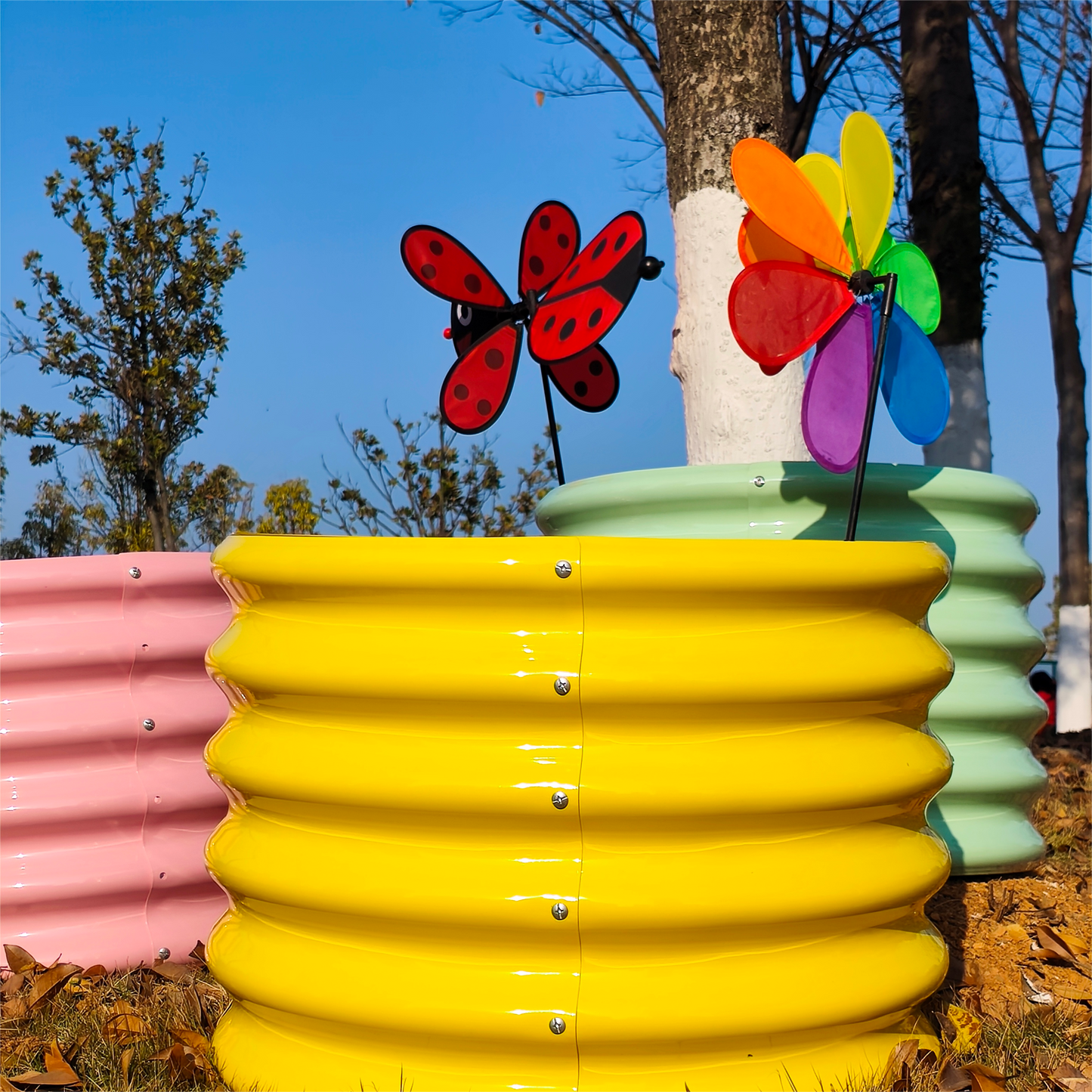 Garden Play – 24''x18'' Round Raised Garden Beds for Kids (4 packs)