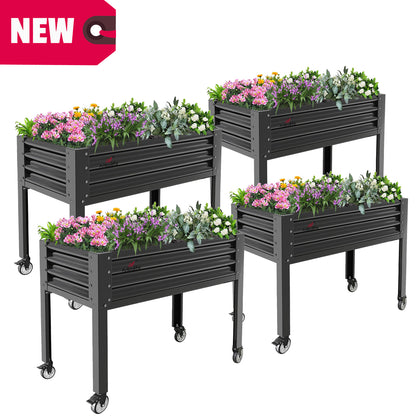 GardenEase- 48''x24''x35''Tall Elevated Bed with wheels (White/Grey)