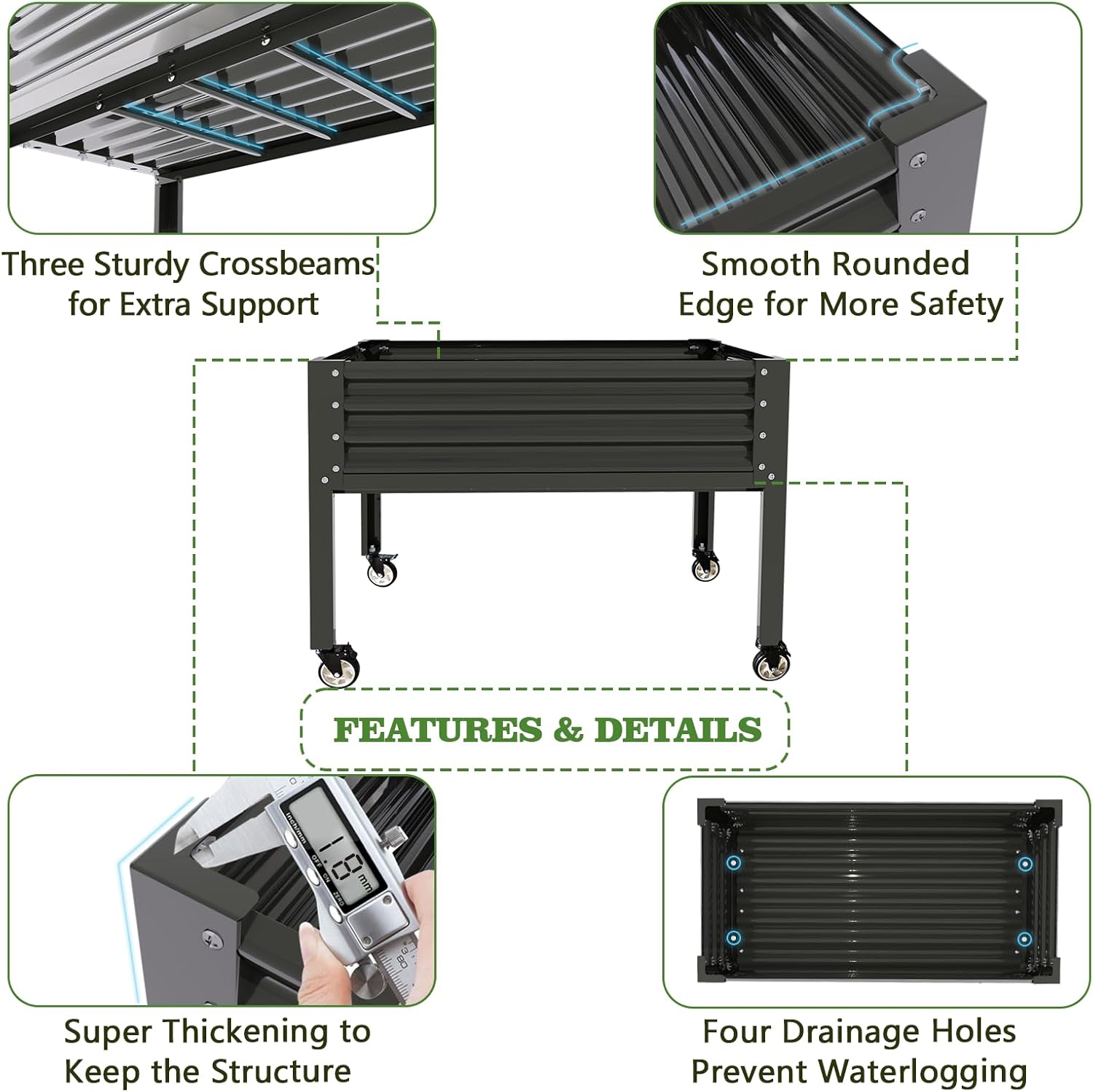 18" Tall Modular Raised Garden Bed Set, 22-Piece Grey Layout for Customizable Gardening