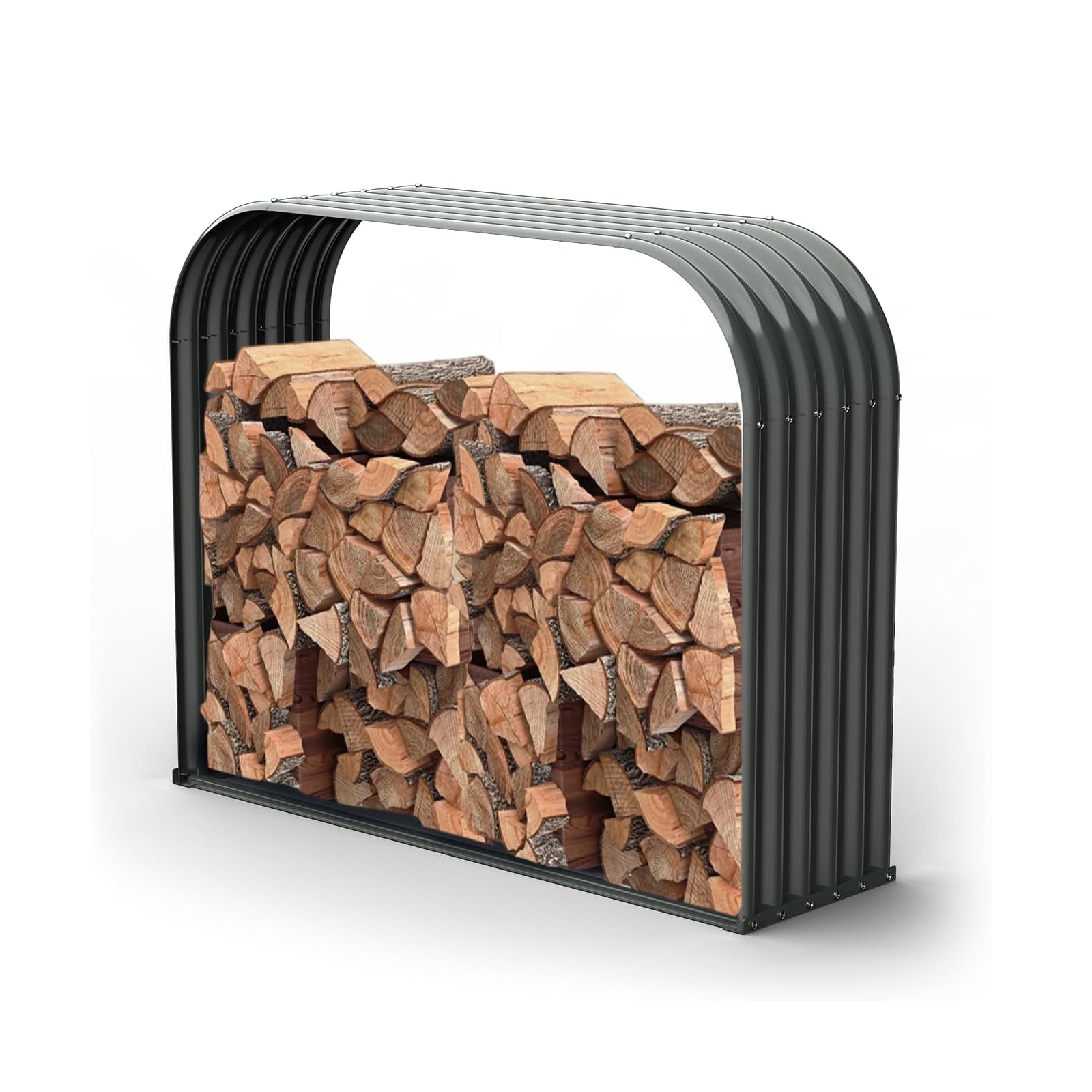 18"D x 54"W x 43"H,24 cube feet,Galvanized Steel Firewood Storage Shed Outdoor, Heavy Duty Log Holder,Anleolife