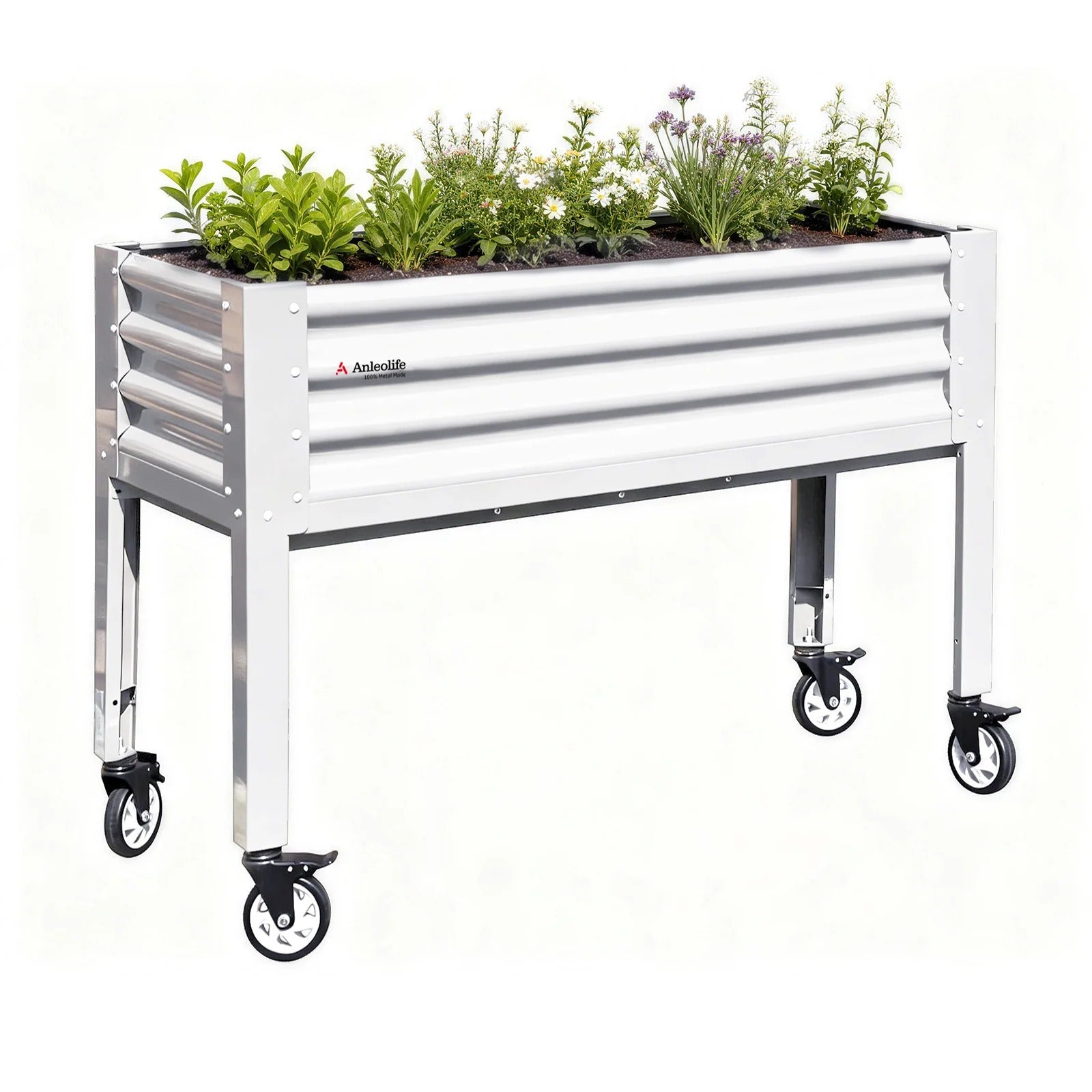 35" Waist-High Galvanized Steel Raised Garden Bed with Easy Access Design