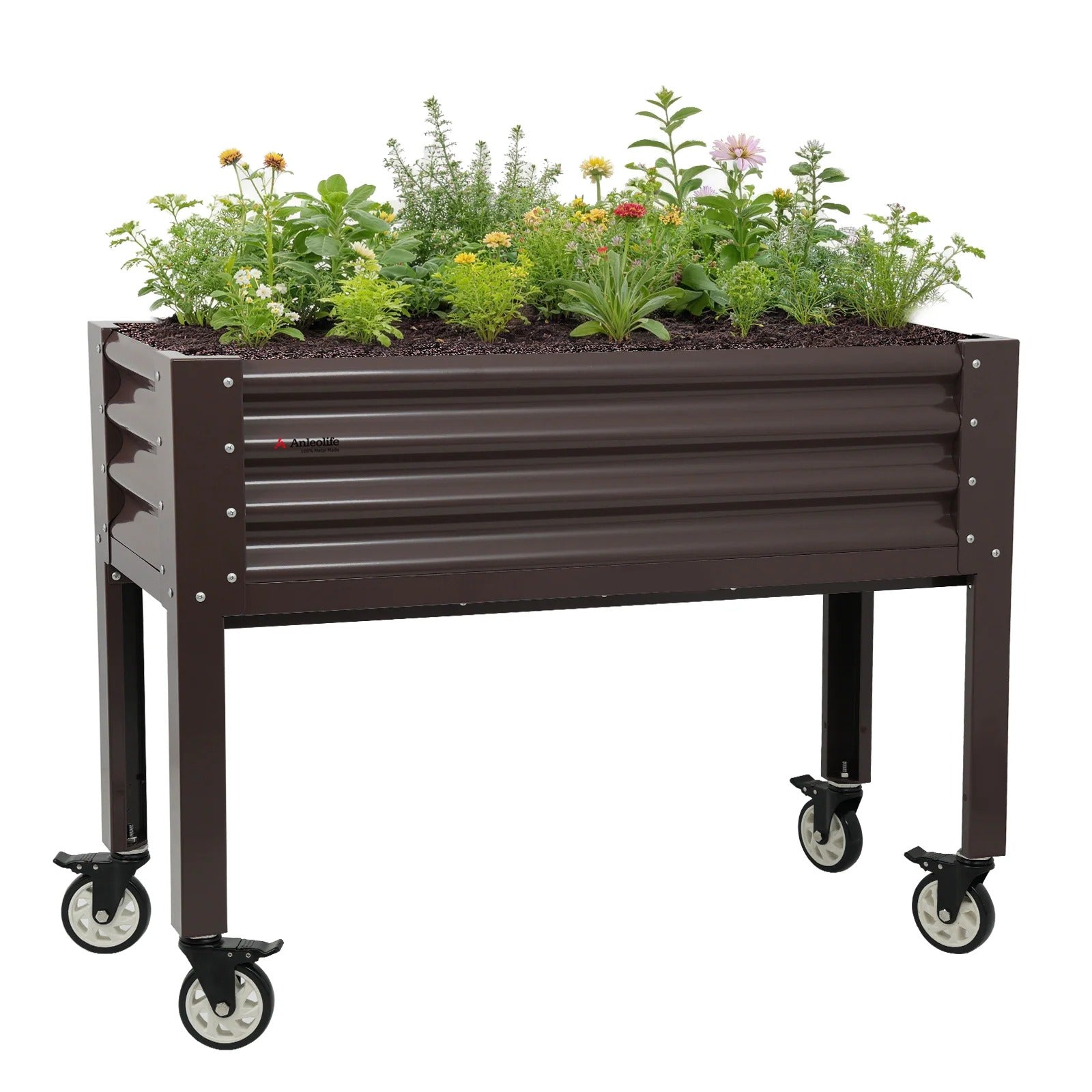 35" Waist-High Galvanized Steel Raised Garden Bed with Easy Access Design