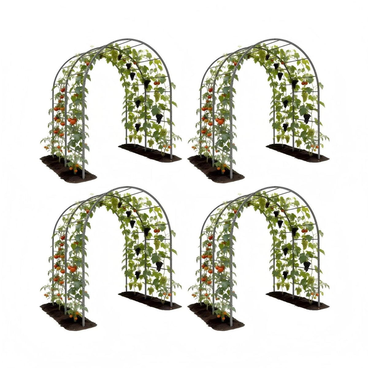 
6 ft Tall garden arch trellis for raised garden beds, featuring a sturdy metal tunnel-style design.