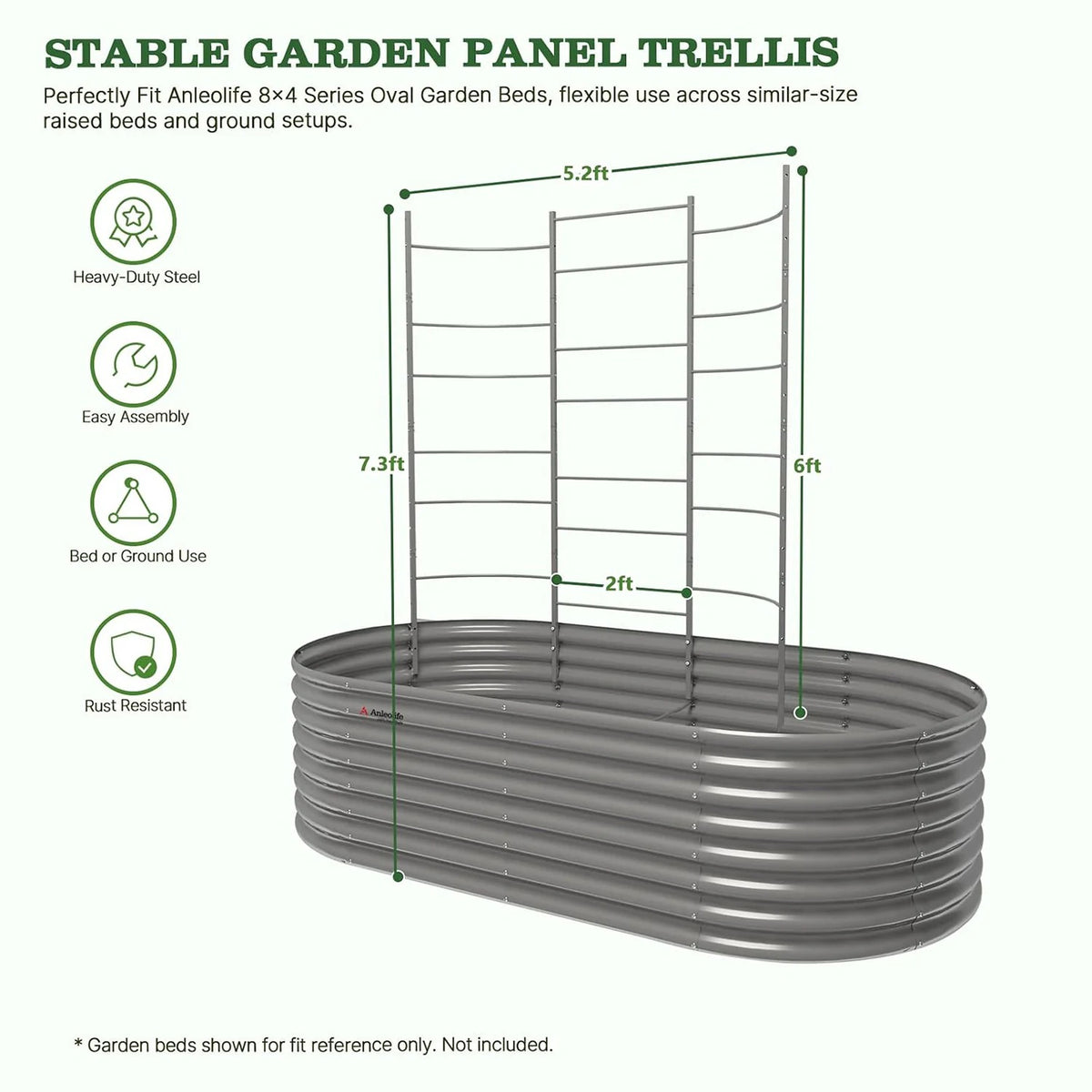 8×4 ft Raised Garden Bed Garden System, 3-Bed Set with Arch Trellis for Climbing Plants