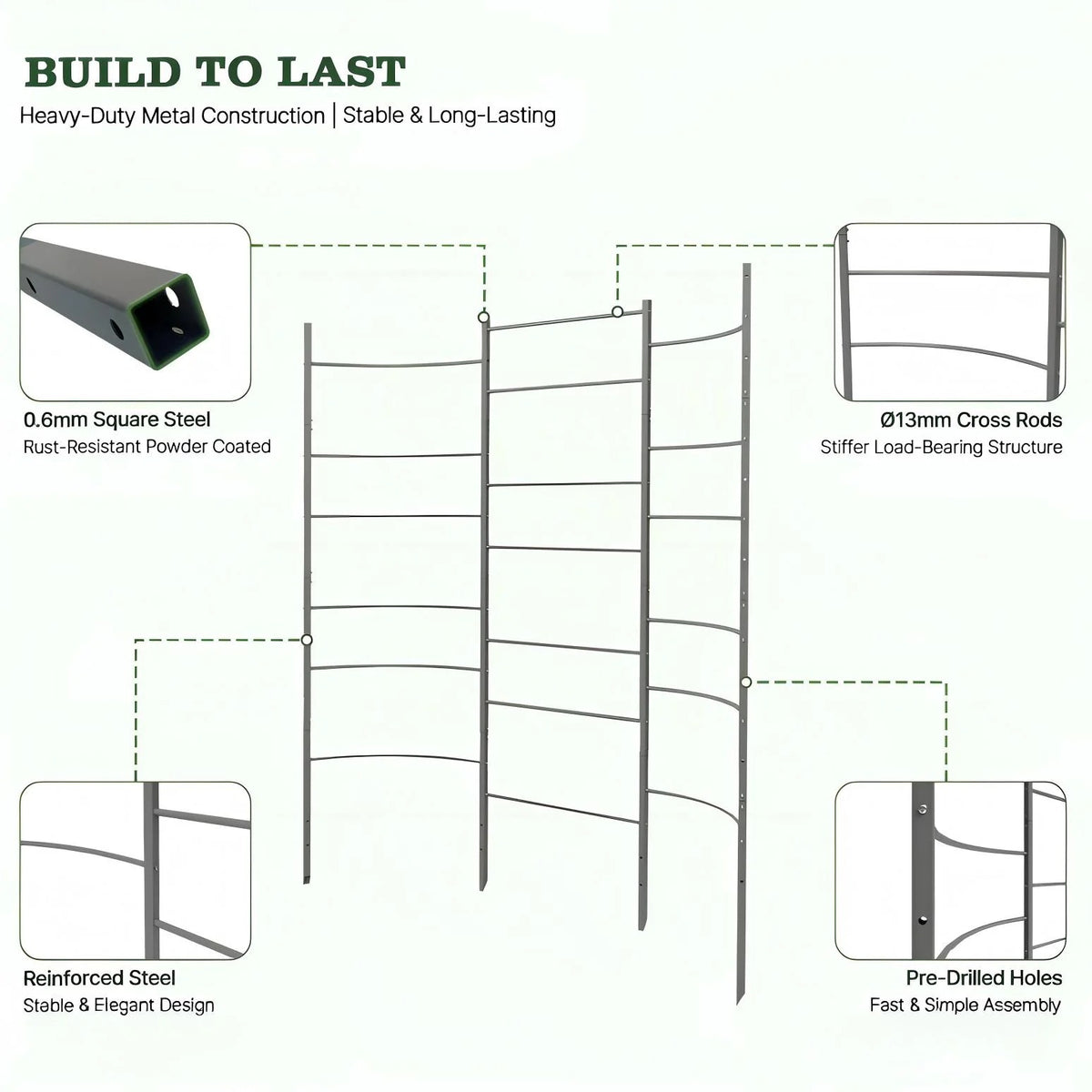8×4 ft Raised Garden Bed Garden System, 3-Bed Set with Arch Trellis for Climbing Plants