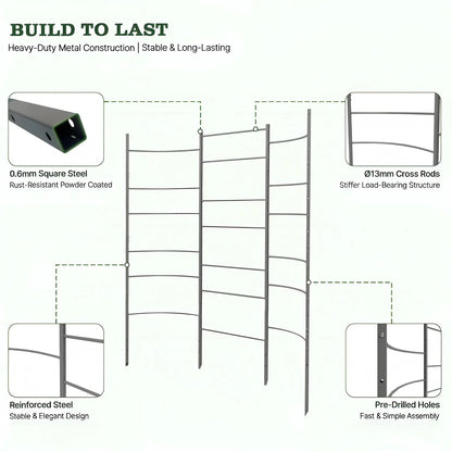 8x4 ft Raised Garden Bed Set, 2 Planter Beds with 1 Arch Trellis for Climbing Plants