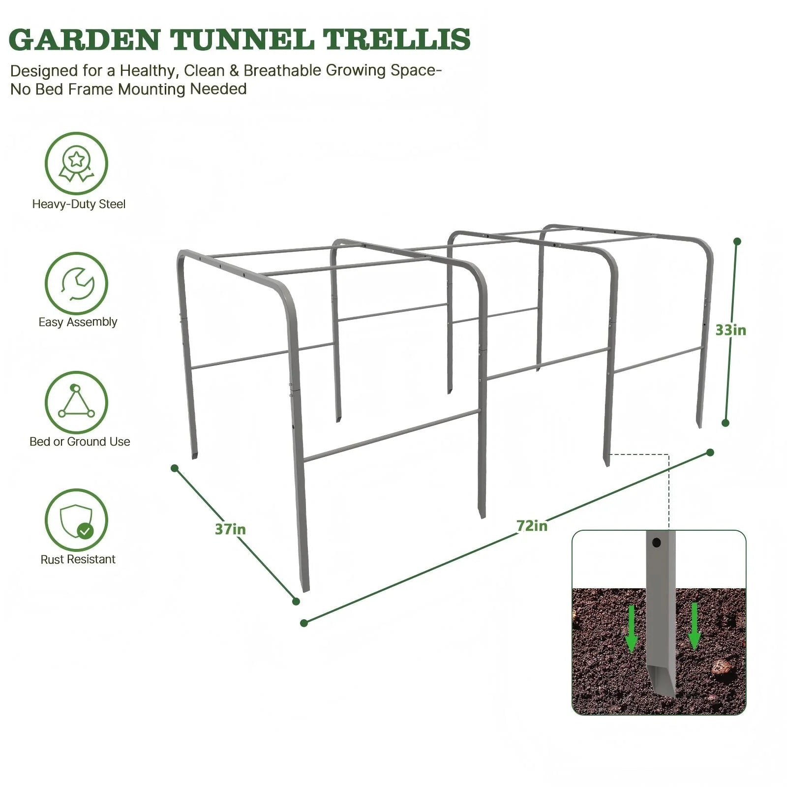 24" Extra-Tall 8 × 4 ft Oval Raised Garden Bed System, Galvanized Steel Kit with 72" × 37" × 33" Tunnel Trellis and Pest Mesh