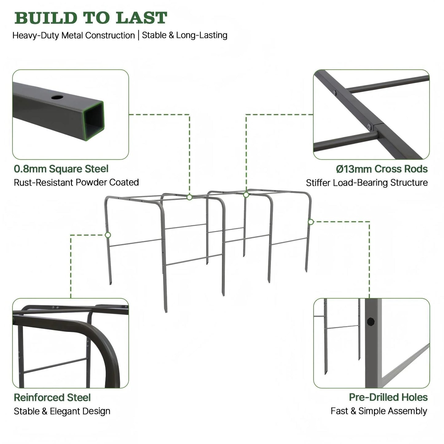 24-Inch Extra-Tall 8 × 4 ft Oval Raised Garden Bed, Galvanized Steel with Tunnel Trellis and Pest Mesh (3-Piece Kit)