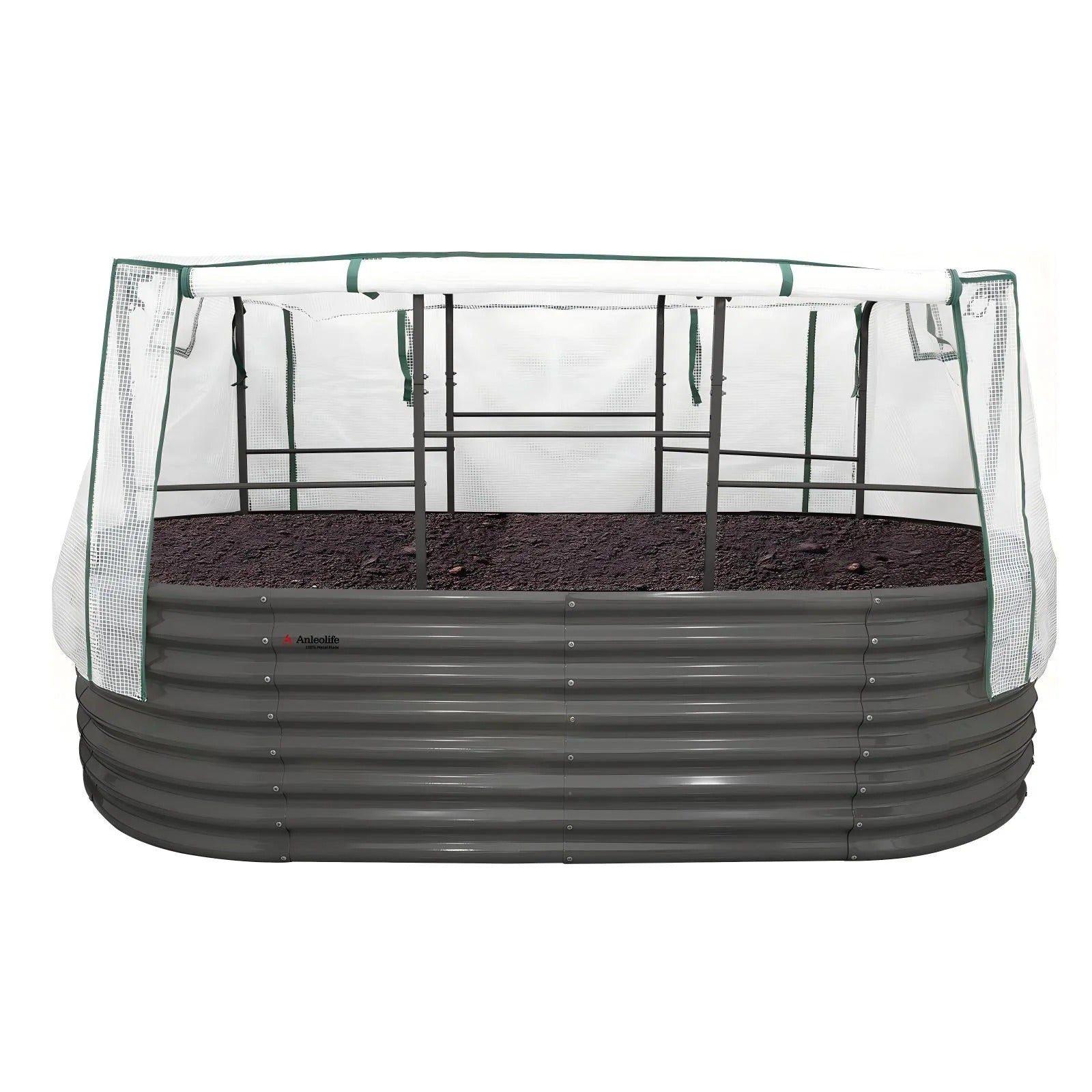 24" Extra-Tall 8 × 4 ft Oval Raised Garden Bed Garden System, Tunnel Trellis with Waterproof Cover, 3-Piece Set