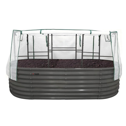 24" Extra-Tall 8 × 4 ft Raised Garden Bed Kit, Tunnel Trellis with Waterproof Cover,Oval (3-Piece Set)