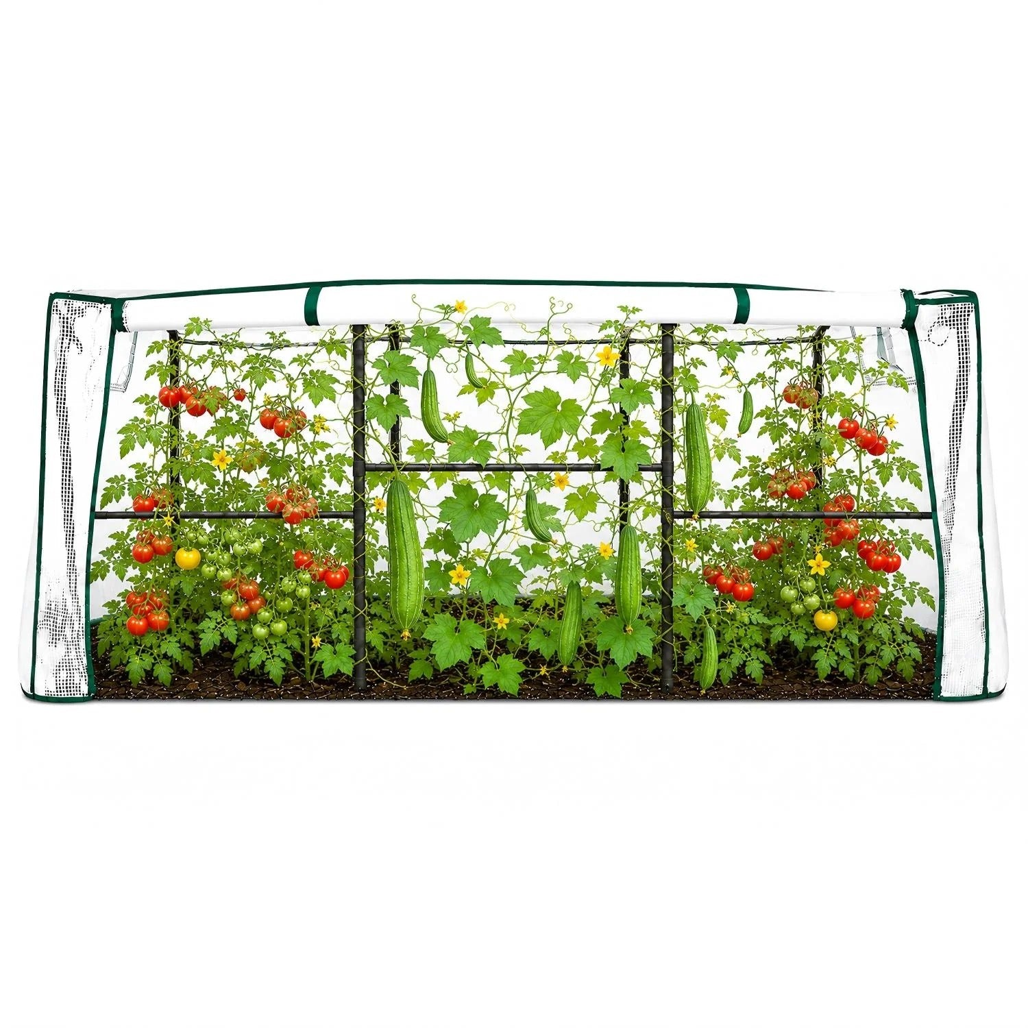 6.0×3.1×2.8 FT Garden Tunnel Trellis with Waterproof PE Net Cover