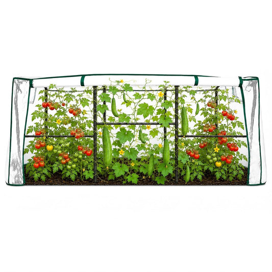 6.0×3.1×2.8 FT Garden Tunnel Trellis with Waterproof PE Net Cover