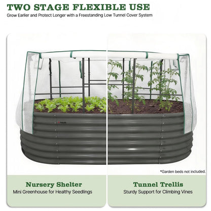 24" Extra-Tall 8 × 4 ft Raised Garden Bed Kit, Tunnel Trellis with Waterproof Cover,Oval (3-Piece Set)