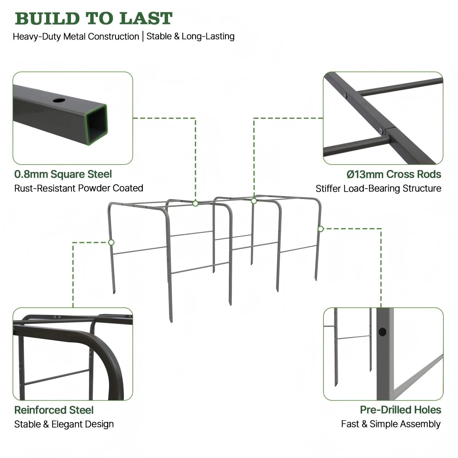 24" Extra-Tall 8 × 4 ft Oval Raised Garden Bed Garden System, Tunnel Trellis with Waterproof Cover, 3-Piece Set