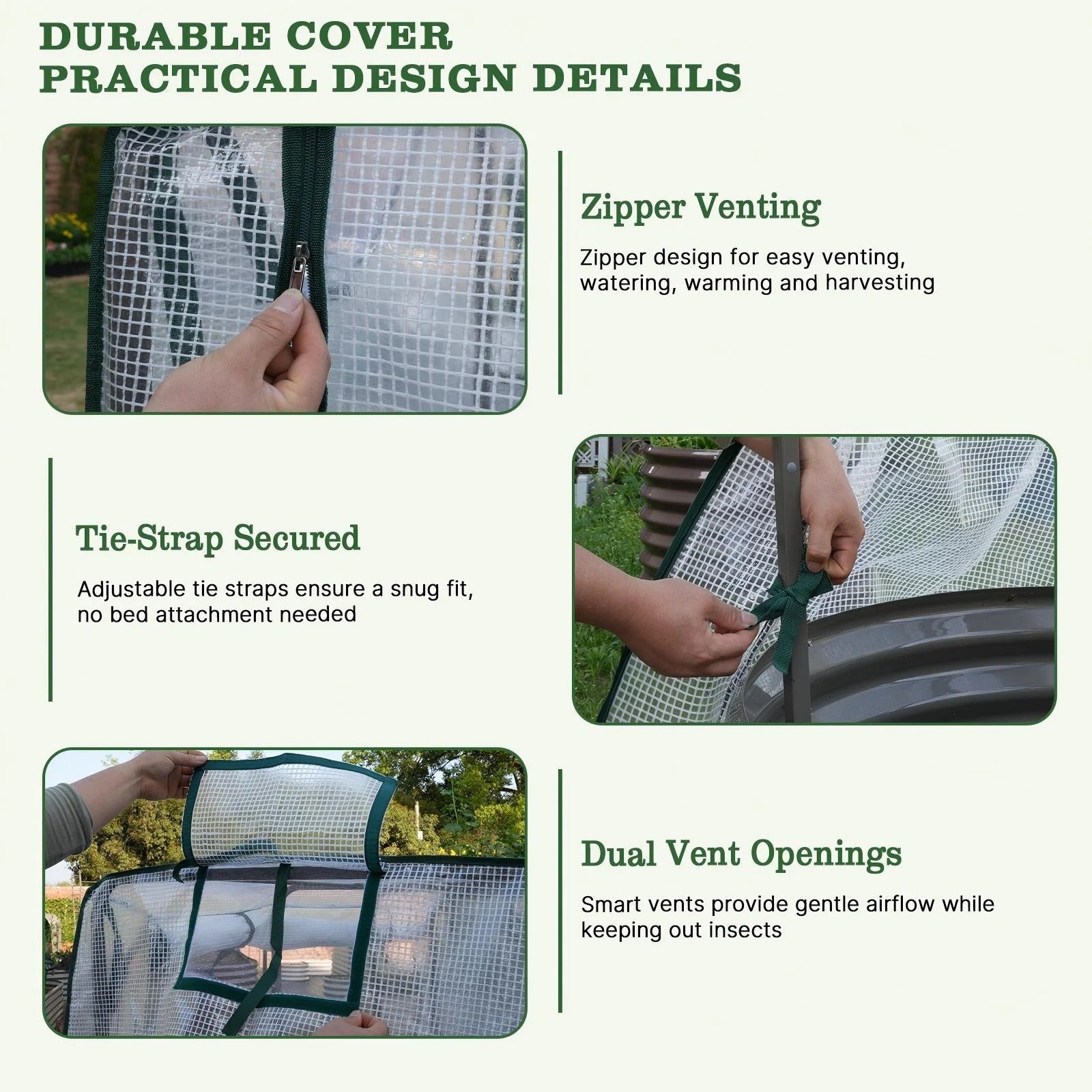 24" Extra-Tall 8 × 4 ft Oval Raised Garden Bed Garden System, Tunnel Trellis with Waterproof Cover, 3-Piece Set