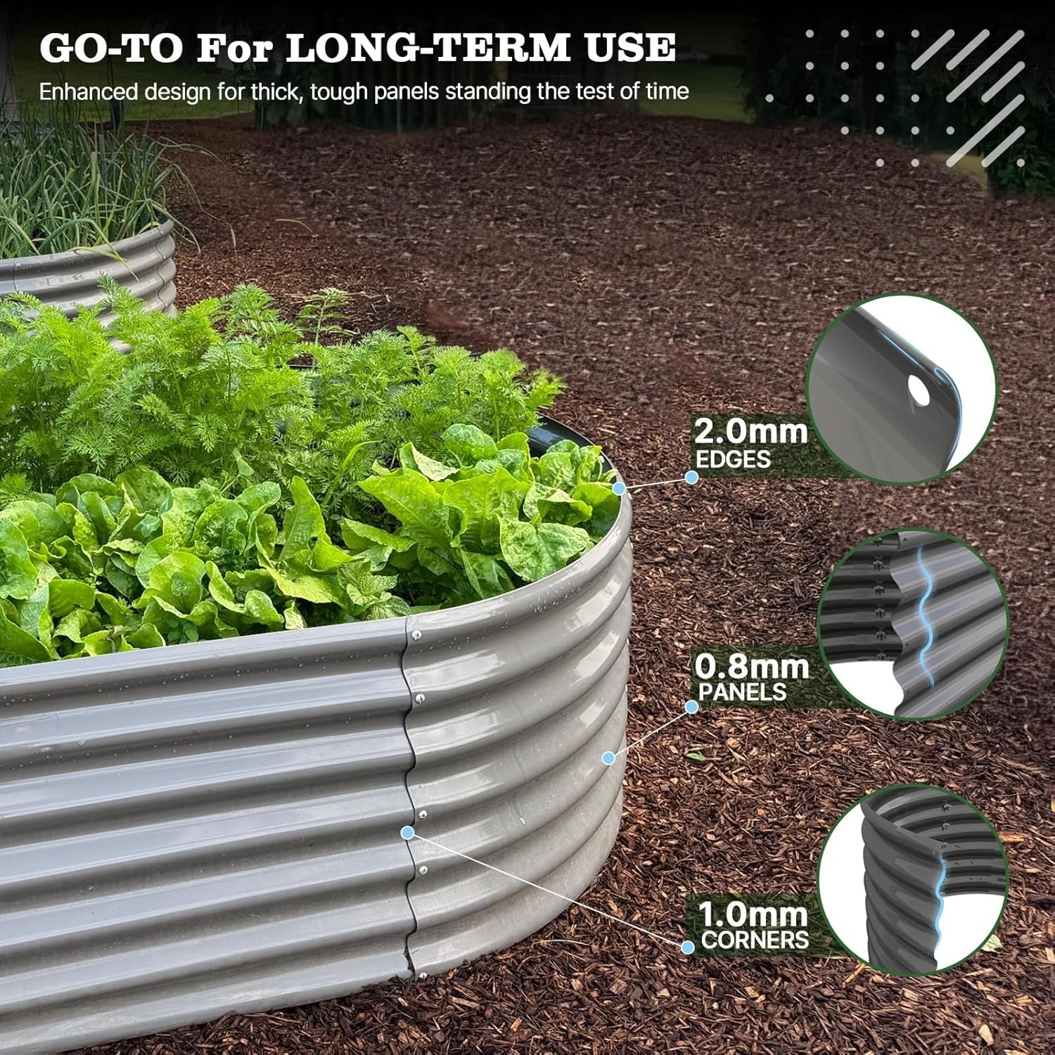 24" Extra-Tall 8 × 4 ft Oval Raised Garden Bed System, Galvanized Steel Kit with 72" × 37" × 33" Tunnel Trellis and Pest Mesh