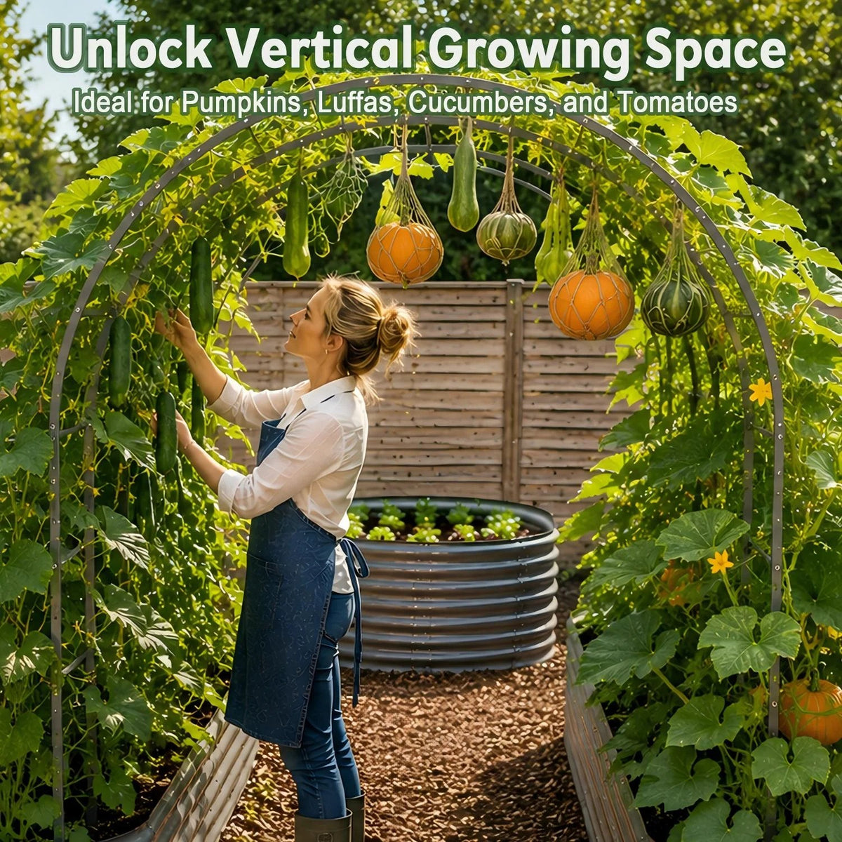 6ft-tall garden arch trellis, suitable for raised flower beds—sturdy metal tunnel-style trellis