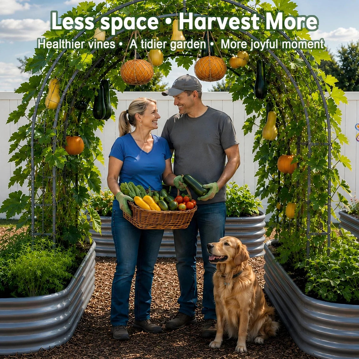 6ft-tall garden arch trellis, suitable for raised flower beds—sturdy metal tunnel-style trellis