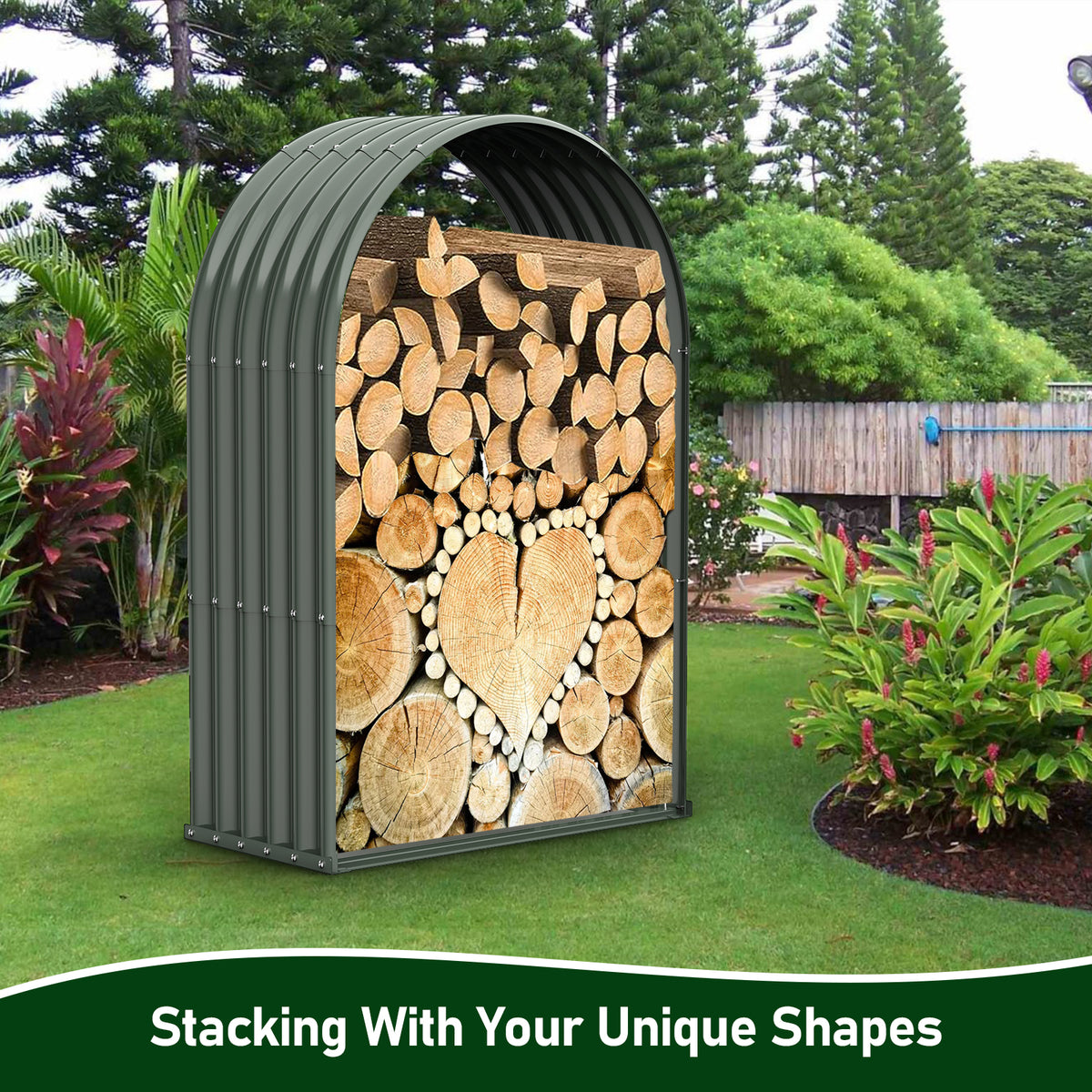 
Set of 4, 20 Cubic Ft Each Firewood Storage Shed, Galvanized Steel Metal Log Rack, 36"W x 18"D x 54"H
