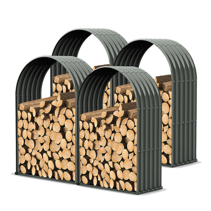 Set of 4: 20.25cube feet,18"D x 36"W x 54"H,Galvanized Steel Firewood Storage Shed, Metal Log Rack