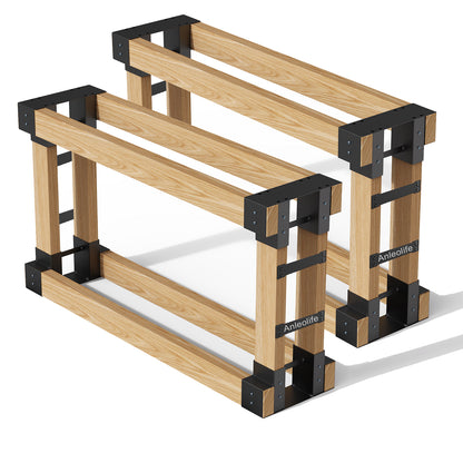Set of 2: 4-Bracket Kit,Firewood Log Rack Bracket Kit, Adjustable to Any Length