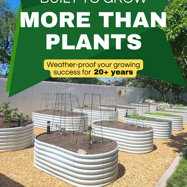 Set of 6: 8x4x2ft Oval Modular Metal Raised Garden Beds (Classic White)