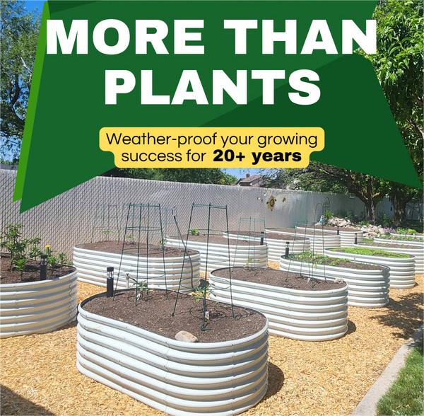 Set of 6: 2pcs(4x1.5ft) & 4 pcs (6x3x2ft) Metal Raised Garden Bed (White)