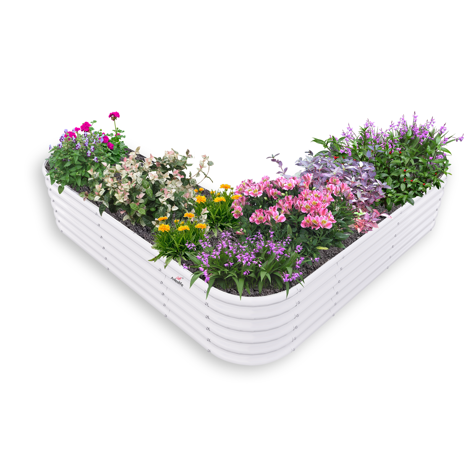 81''x81''x18'' Heart-shaped Galvanized Steel Raised Garden Bed - Classic White