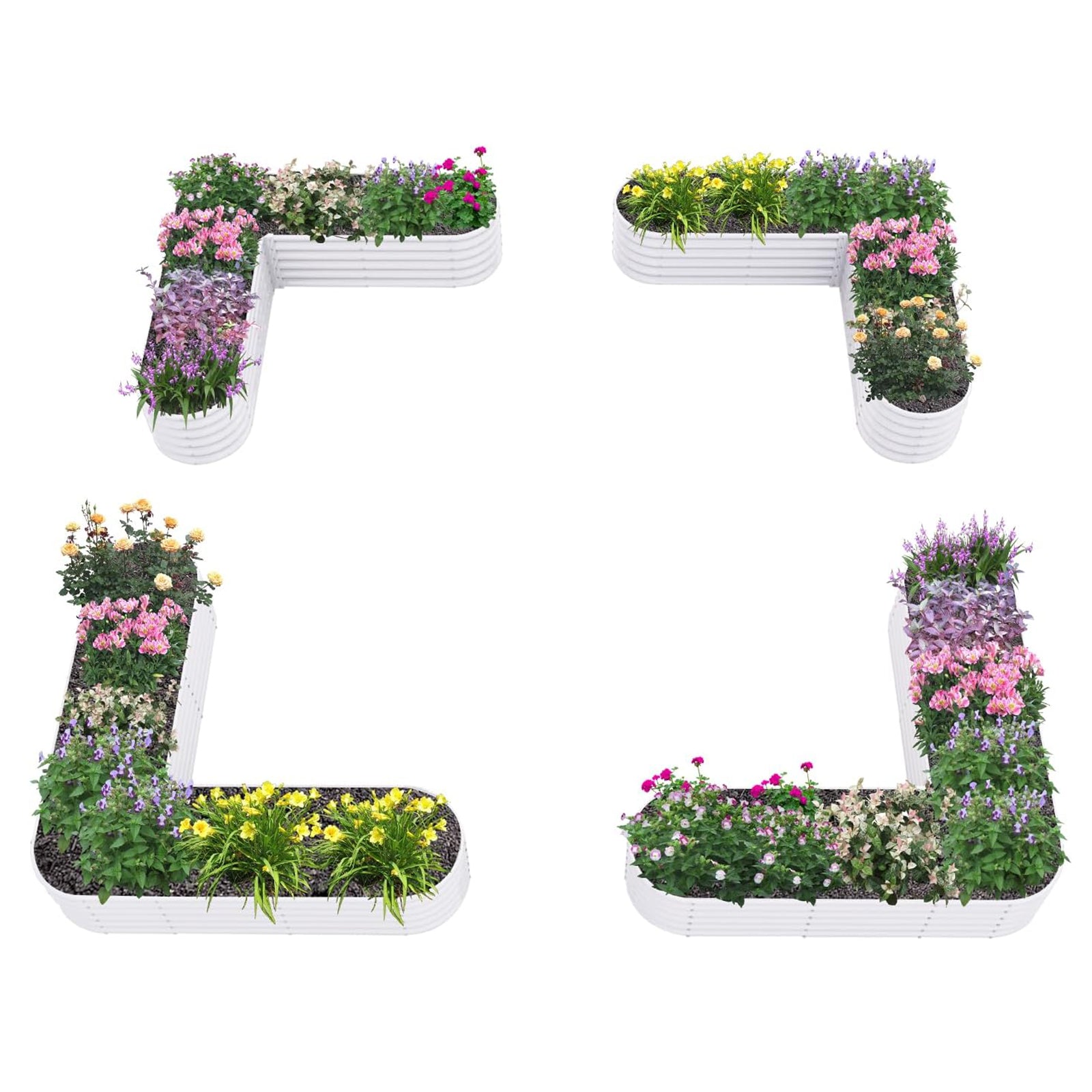 18" Tall Set of 4 Raised Garden Beds, Corner Layout Design
