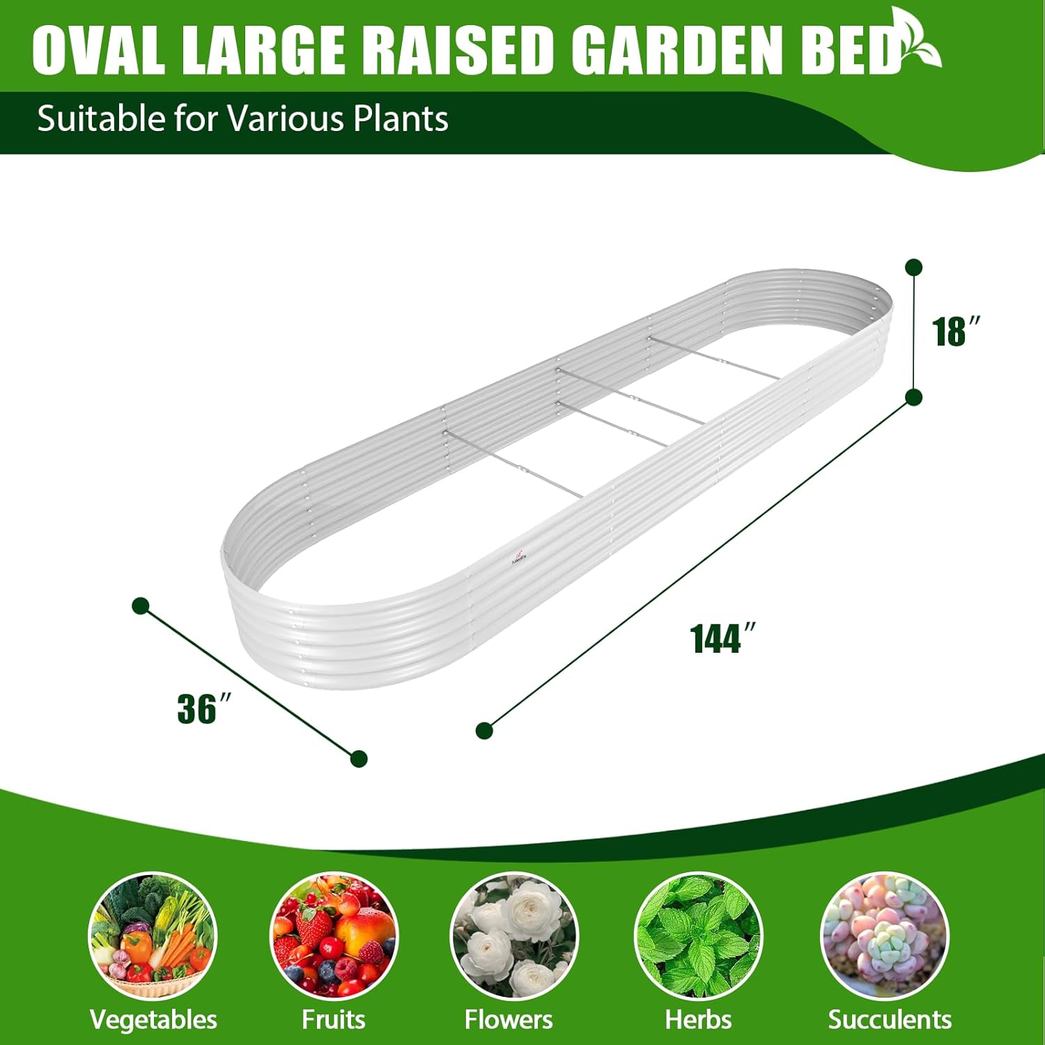 18" Tall Set of 3 Raised Garden Beds, Oval & V-Shape Garden Layout