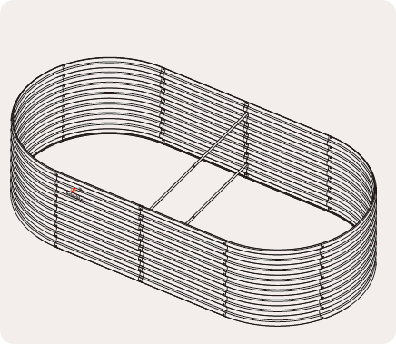 Set of 6: 6x3x2ft Oval Galvanized Metal Raised Garden Beds (Quartz Gray)