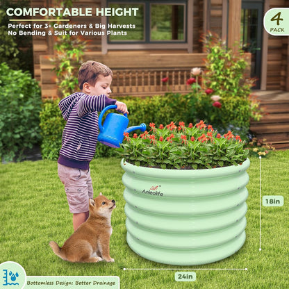 Garden Play – 24''x18'' Round Raised Garden Beds for Kids (4 packs)